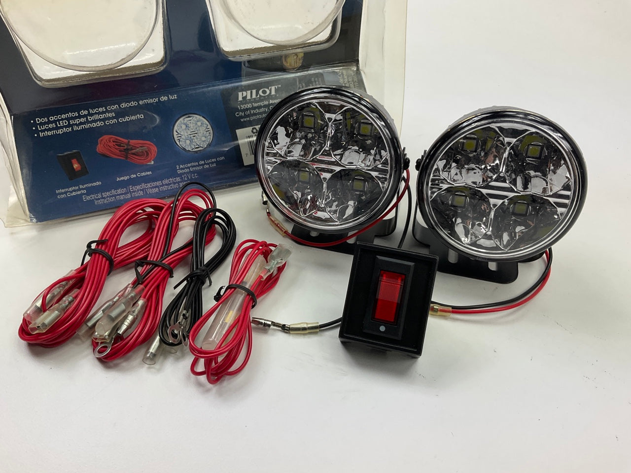 Pilot NV-2037W 3'' Round 4 LED  Accent Lights, White, W/ Wiring Harness & Switch