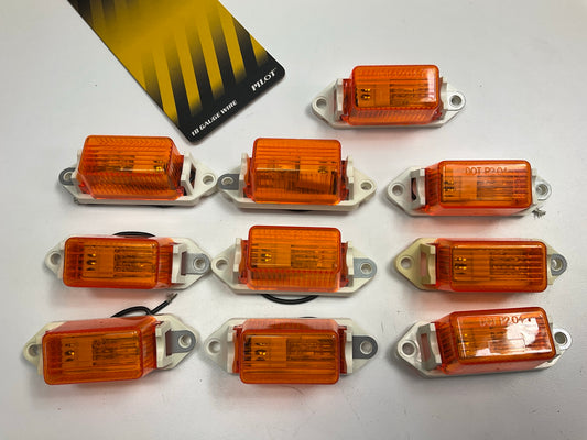 (10) Pack - Pilot NV5001A Amber Side Marker Clearance Light Lamps - 3-1/8'' X 1''