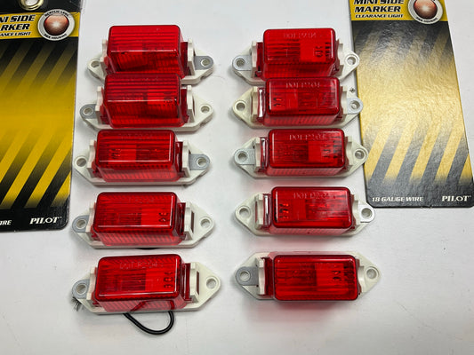 (10) Pilot NV5001R Mini Side Marker Trailer 3''x1'' Clearance Light Lamps, 18 Ga