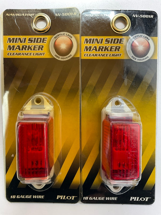 (2) Pilot Navigator NV5001R Mini Side Marker 3''x1'' Clearance Light Lamp 18 Gauge