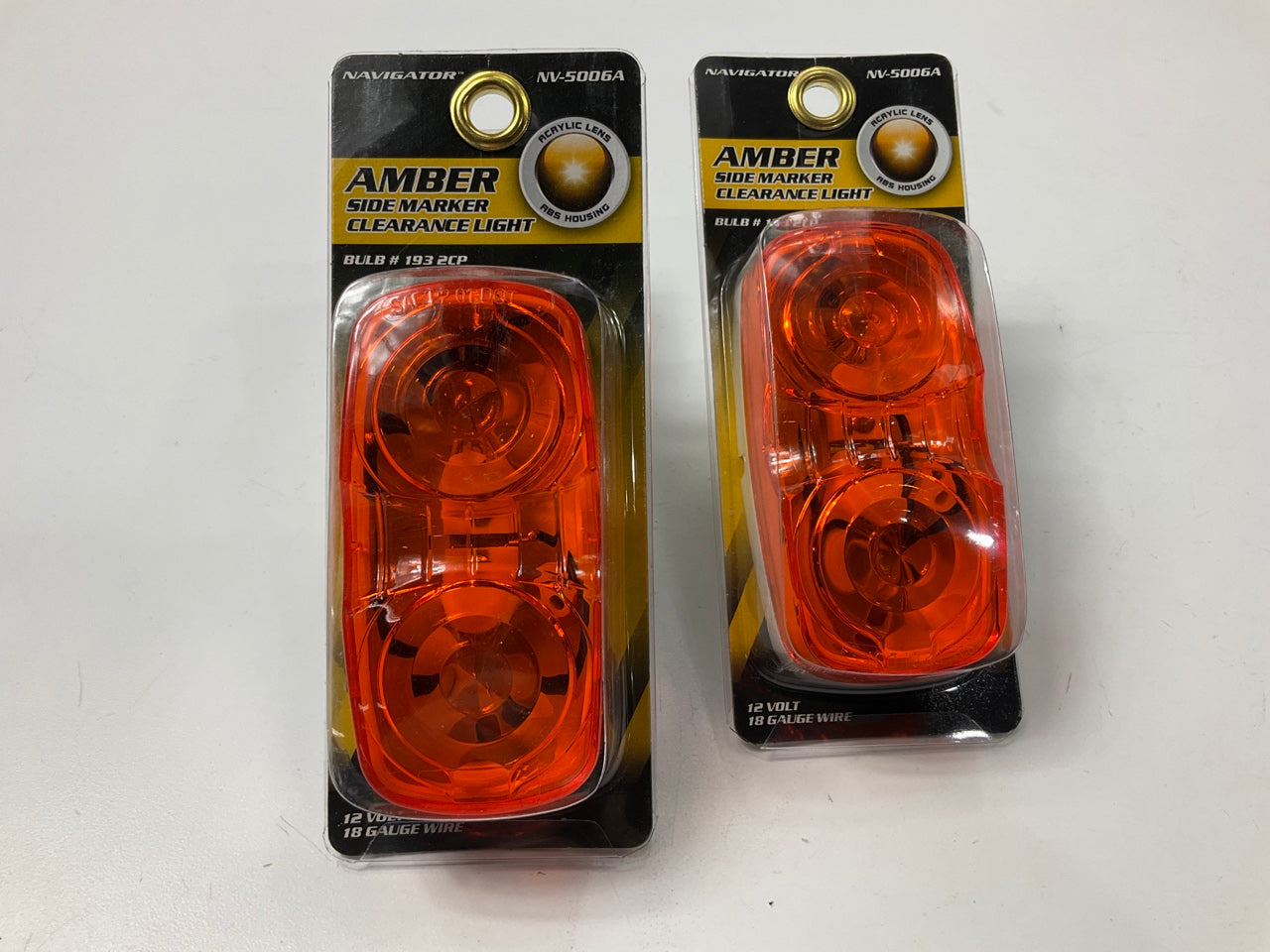 (2) Pilot NV-5006A 4'' Amber Oval Surface Mount Side Marker Light