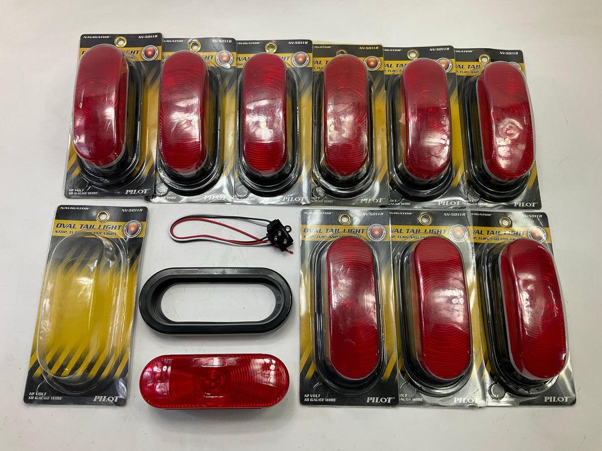 (10) Pack - Pilot NV-5011R Red Oval Stop, Turn, And Tail Light Lamp, 12V