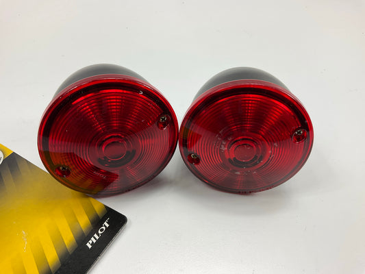 (2) Pilot NV-5013R 4'' Round Red Stop Turn Tail Light Combination Lamp Lights