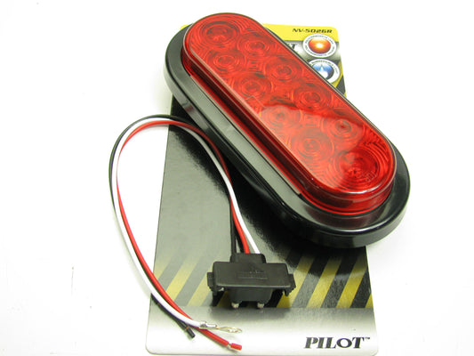 Pilot NV-5026R Red Oval Surface Mount LED Trailer Brake Light Stop Lamp W/ Wire