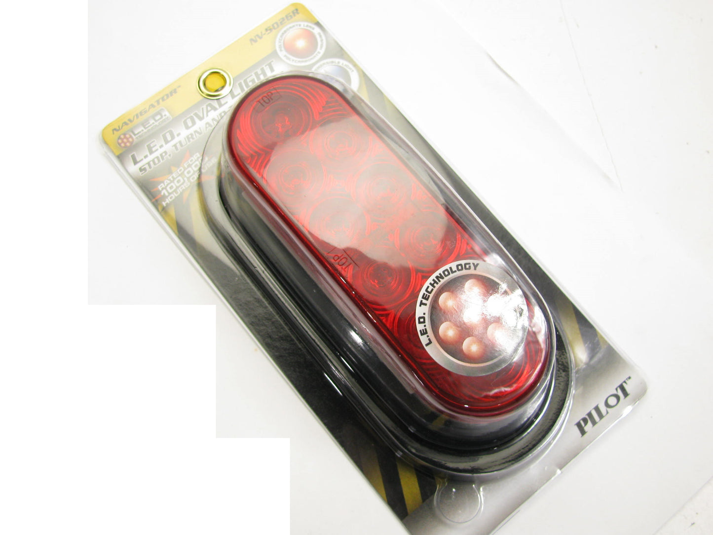 Pilot NV-5026R Red Oval Surface Mount LED Trailer Brake Light Stop Lamp W/ Wire