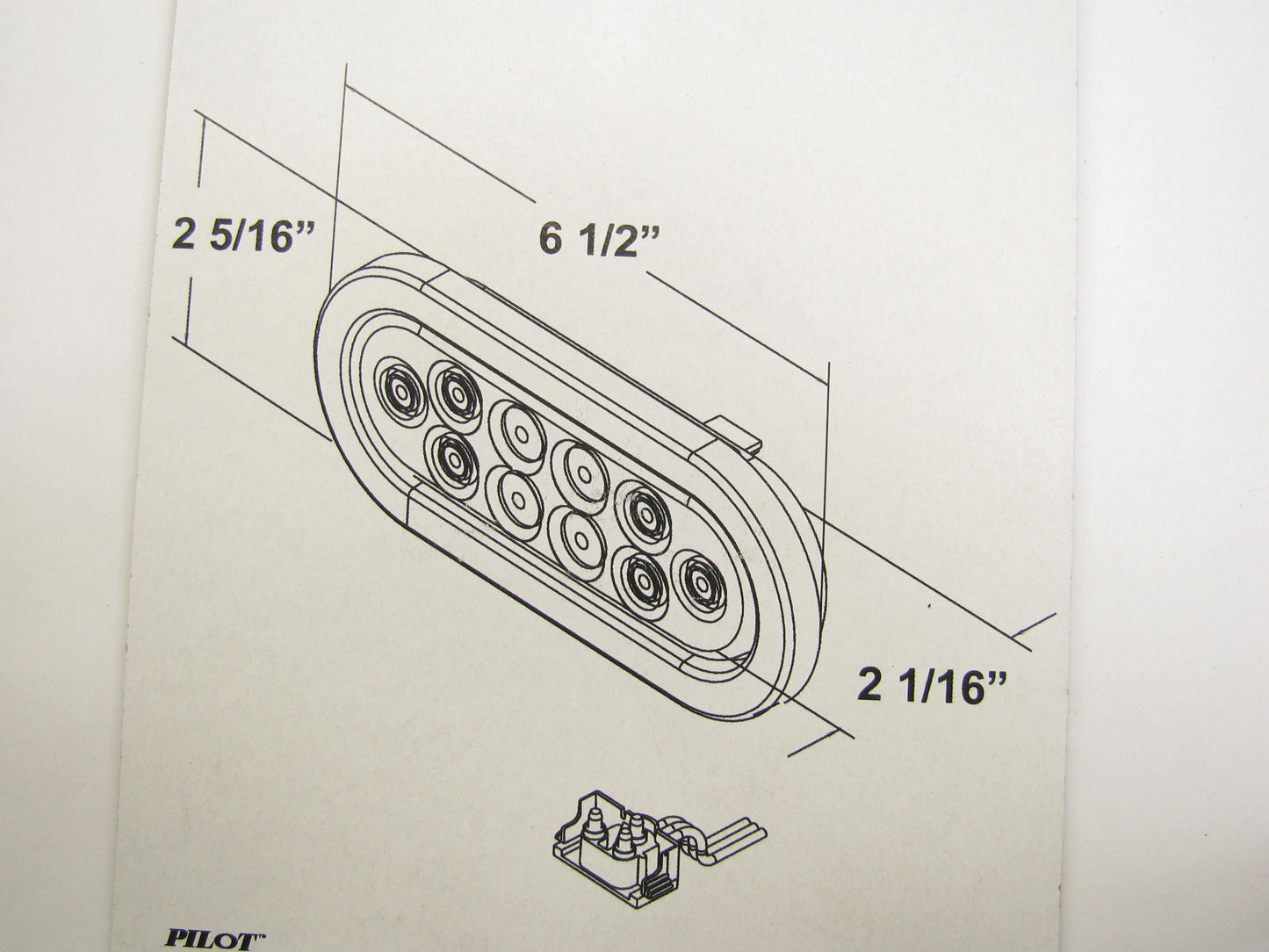 Pilot NV-5026R Red Oval Surface Mount LED Trailer Brake Light Stop Lamp W/ Wire