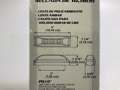 (10) Pilot NV-5055A Amber Rectangular Sealed Clearance Marker LED Light Lamp, 4''