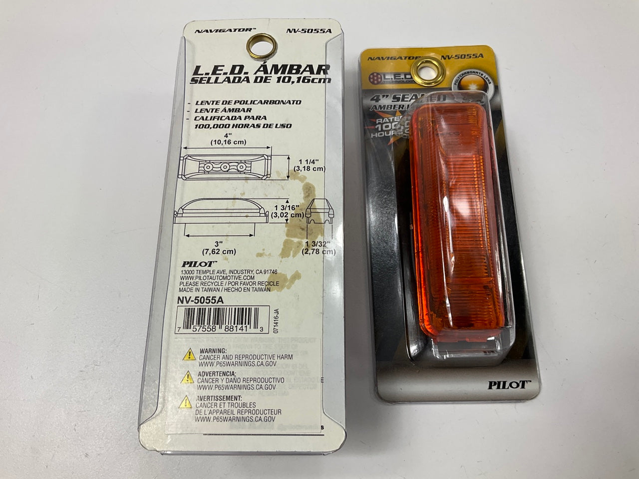 (2) Pilot NV-5055A Rectangular Sealed LED Light Bulb, 4'', Amber, 100,000HRS