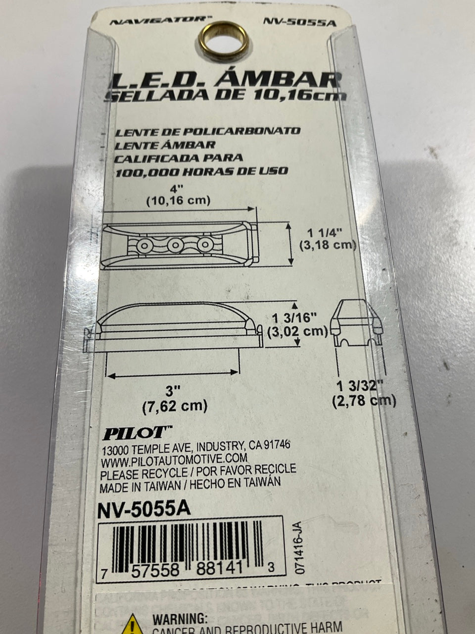 Pilot NV-5055A Amber Rectangular Sealed LED Clearance Marker Light Lamp, 4''