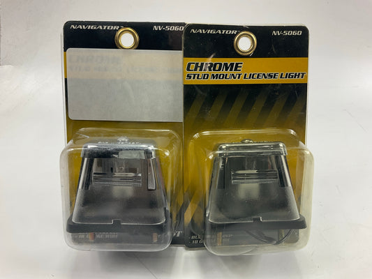 (2) Pilot NV-5060 Chrome Stud Mount License Plate Light Lamp