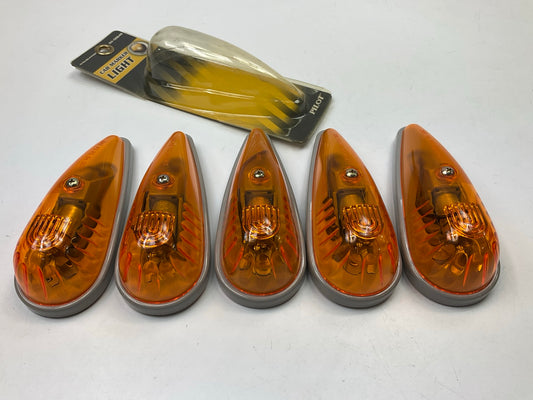 (5) Pilot Teardrop Amber Cab Marker Clearance Lights Lamps 5-1/2''x2-5/16''x1-5/8''