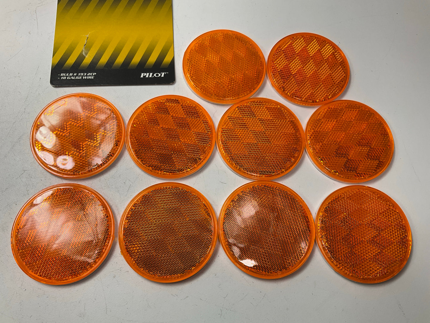 (10) Pilot Automotive NV5067A 3'' Stick-on Round Trailer Reflector Lights - Amber