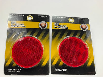 (2) Pilot NV-5067R Red 3'' Round Stick-on Reflector
