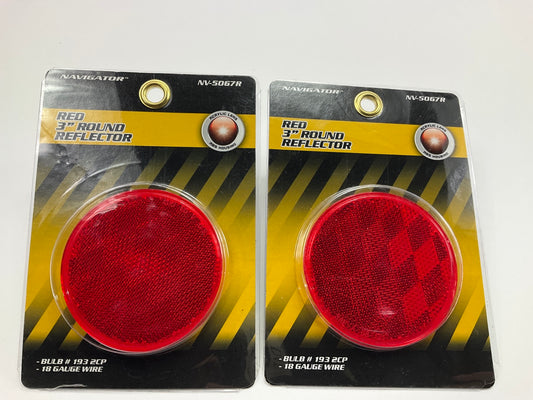 (2) Pilot NV-5067R Red 3'' Round Stick-on Reflector
