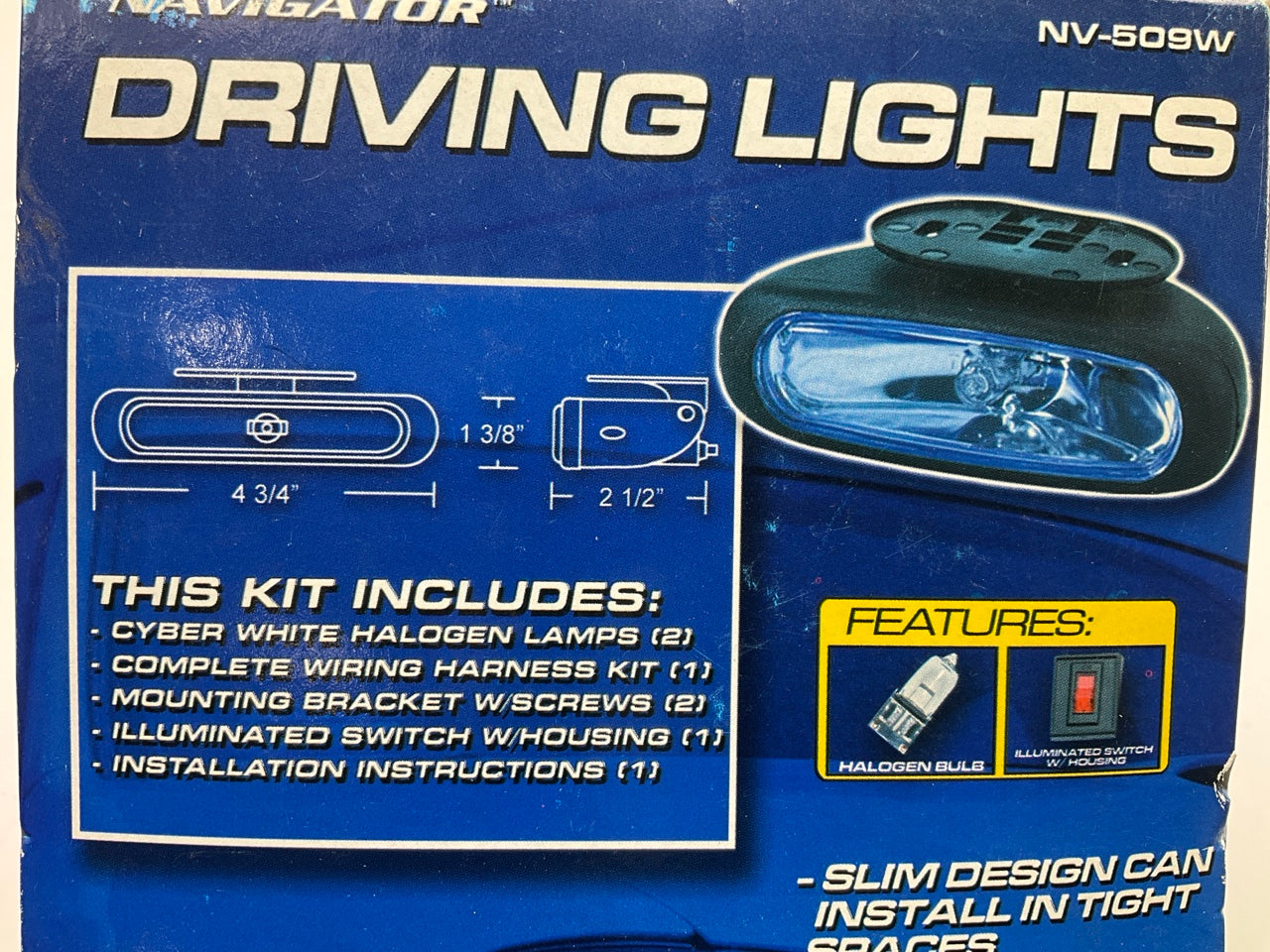 Pilot NV-509W 2 Pcs White Halogen Lamp Driving Lights, 4-3/4'' X 1-3/8'' X 2-1/2''