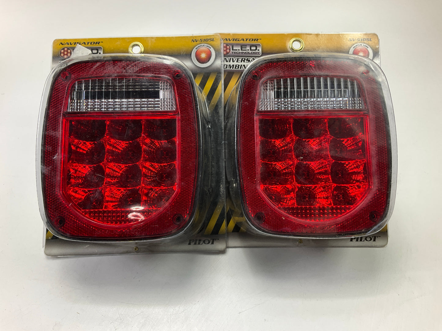 (2) Pilot NV5105L Red / Clear Rectangular Surface Mount LED Combo Light Lamps