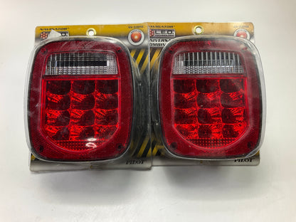 (2) Pilot NV5105L Red / Clear Rectangular Surface Mount LED Combo Light Lamps