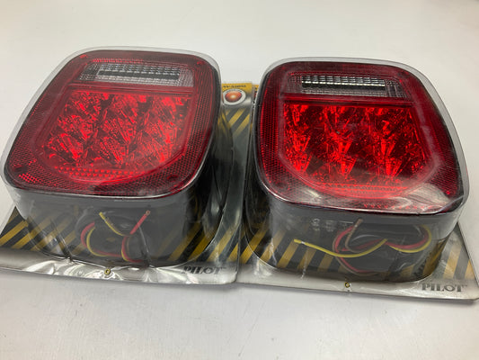 (2) Pilot NV5105L Red / Clear Rectangular Surface Mount LED Combo Light Lamps