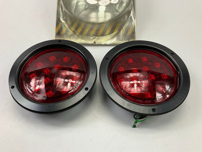 (2) Pilot NV5106R LED 5-3/8'' Flush Mount Stop / Turn / Tail Light Lamps - RED