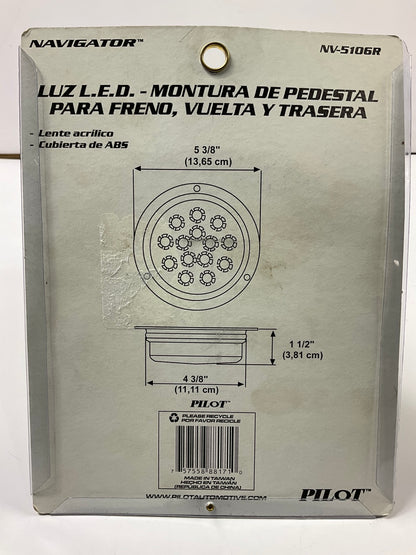Pilot NV5106R LED 5-3/8'' Flush Mount Stop / Turn / Tail Light Lamp - RED
