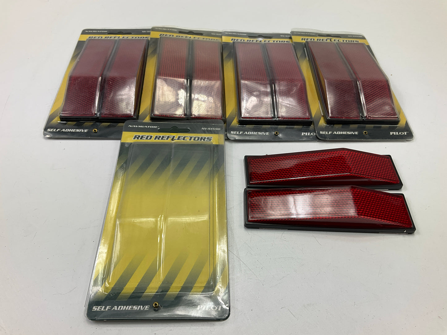 10 Pilot NV5159R Self Adhesive Utility Trailer Reflector Strips, 5-1/8''x1-11/32''