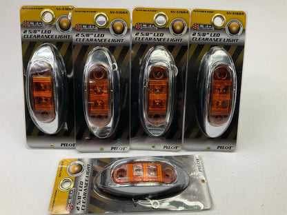 (5) Pilot NV-5166A LED Surface Mount Cab Marker Lamp Lights - 2-5/8'' Amber