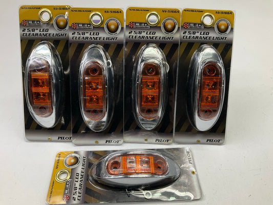 (5) Pilot NV-5166A LED Surface Mount Cab Marker Lamp Lights - 2-5/8'' Amber