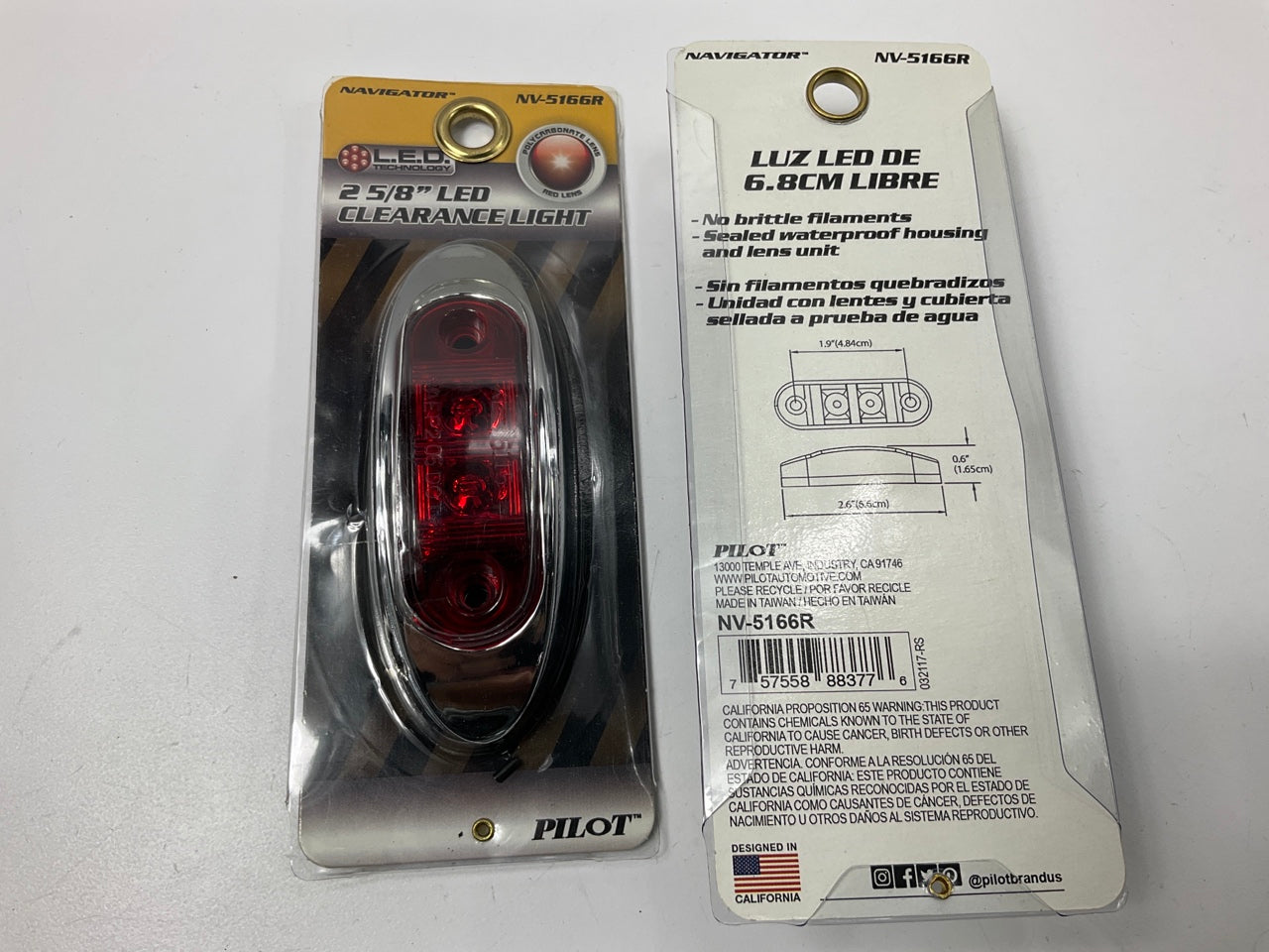 (2) Pilot NV-5166R - Surface Mount LED Side Marker Light, 2.625'' Red Oval