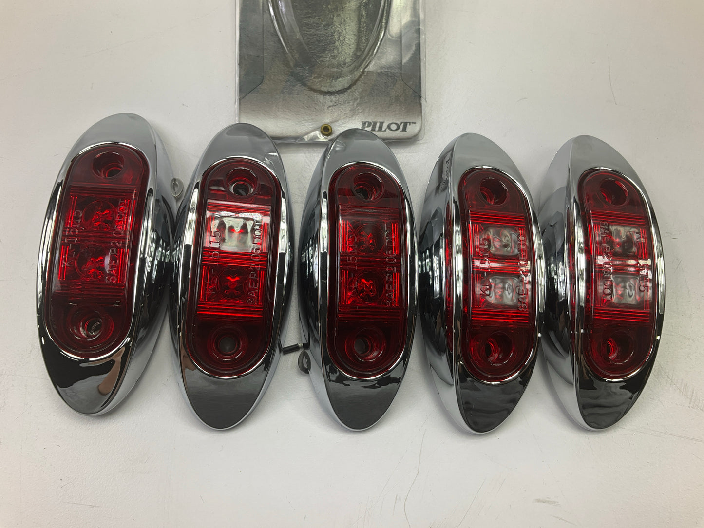 (5) Pilot NV-5166R Red Surface Mount LED Clearance Marker Light, 2.625'' Oval