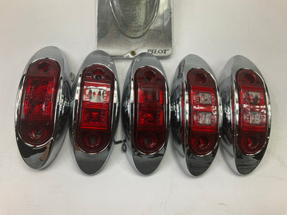 (5) Pilot NV-5166R Red Surface Mount LED Clearance Marker Light, 2.625'' Oval