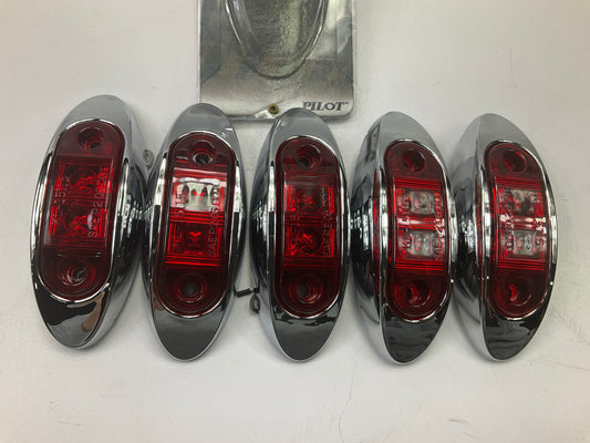 (5) Pilot NV-5166R Red Surface Mount LED Clearance Marker Light, 2.625'' Oval