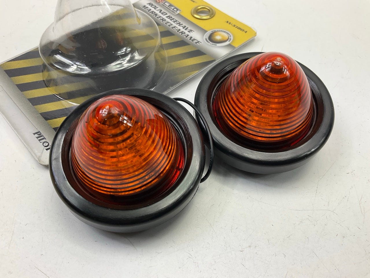 (2) Pilot NV-5180A  2'' Amber Beehive Grommet Mount LED Clearance Marker Light