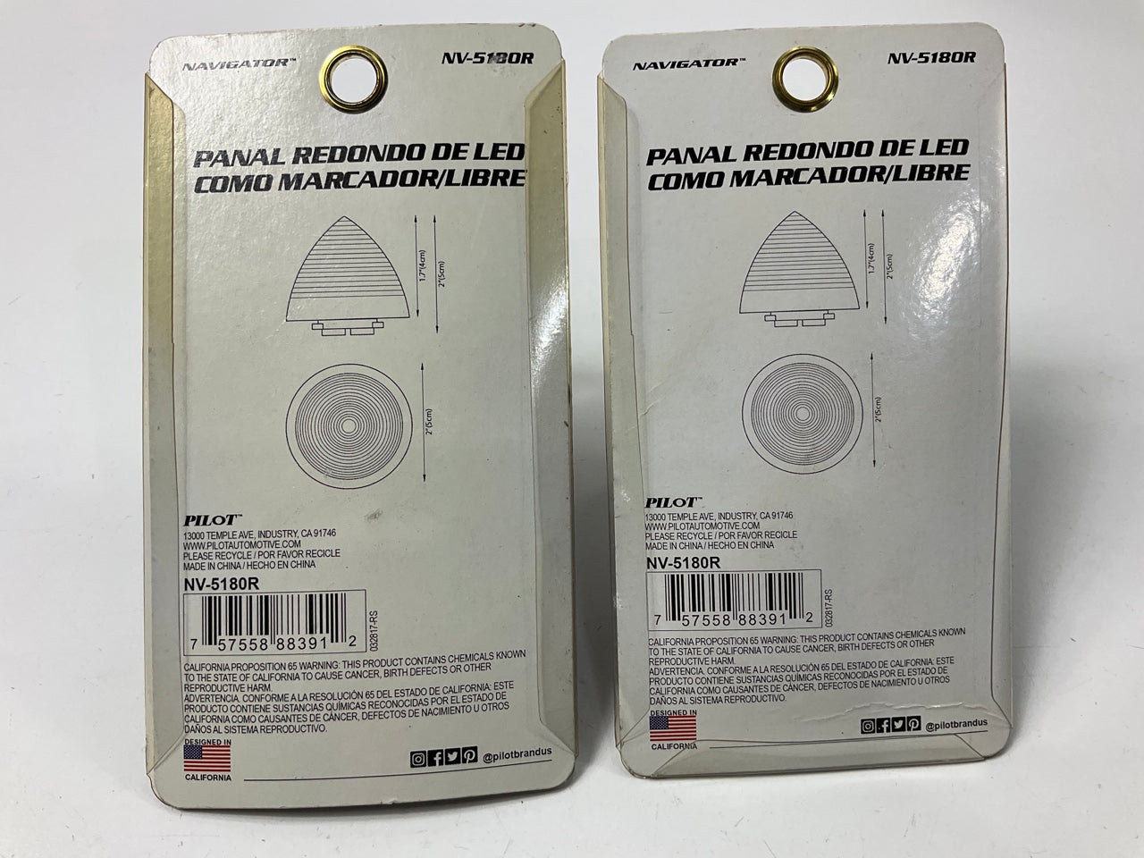 (3) Pilot NV-5180R Red 2'' LED Beehive Marker And Clearance Light