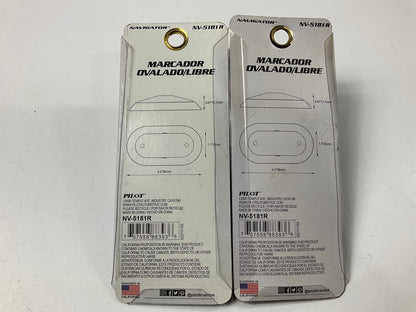 (2) Pilot NV5181R Oval Red LED Clearance / Marker Light Lamps, Chrome Bezel