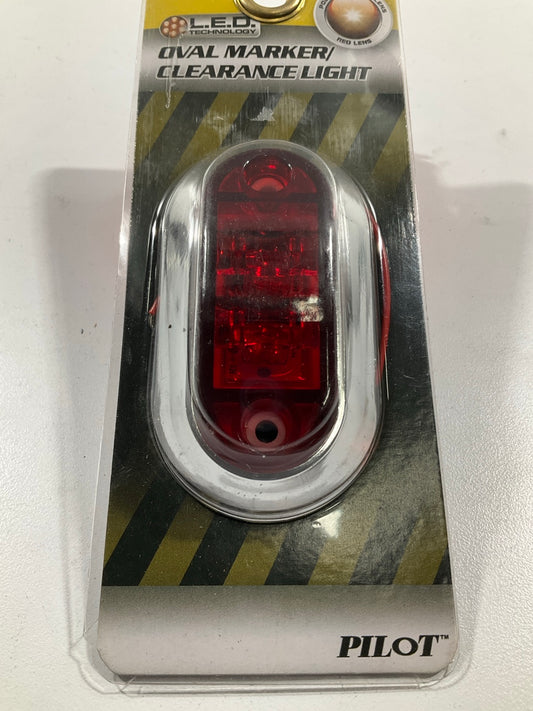 Pilot NV5181R Oval Red LED Clearance / Marker Light Lamps, Chrome Bezel 3.2''x1.1