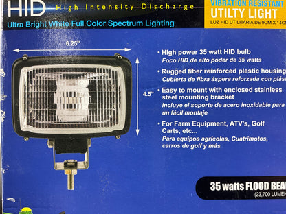 Pilot NV-730T Heavy Duty 5.5'' X 3.5'' 35W Rectangular Flood Beam Xenon HID Light