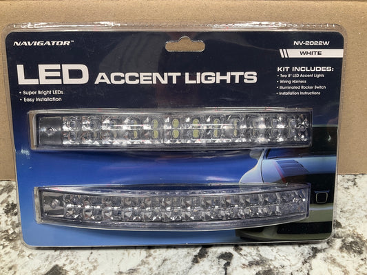 Pilot  8'' X 1'' X 7/8'', White, 24 LED Curved Daytime Running Accents Lights PAIR