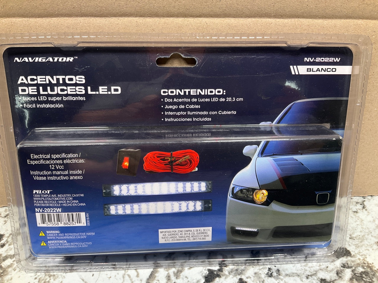 Pilot  8'' X 1'' X 7/8'', White, 24 LED Curved Daytime Running Accents Lights PAIR