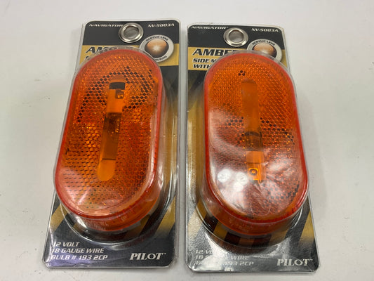 Pilot NV-5003A 4'' Amber Oval Surface Mount  Side Marker Light, 12V DC  - 2 Pack