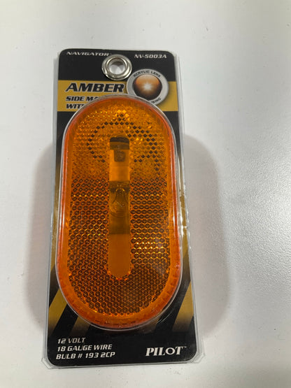 Pilot NV-5003A 4'' Amber Oval Surface Mount Clearance Side Marker Light, 12V DC