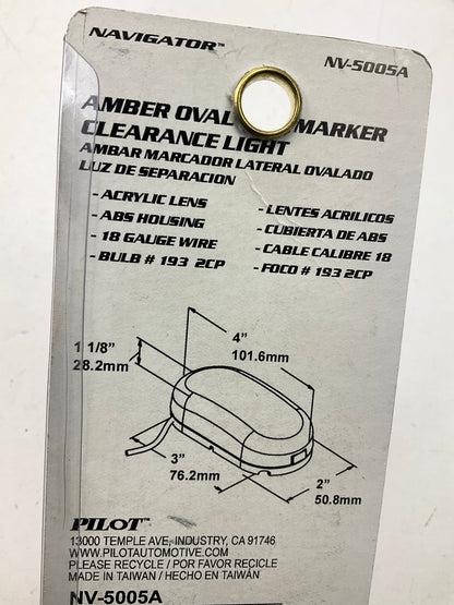 (2) Pilot NV5005A 4'' Amber Oval Surface Mount Clearance Side Marker Light