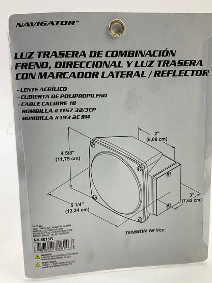 (2) Pilot NV5015R Universal Surface Mount Combination Tail Lamp & Reflector, 12V
