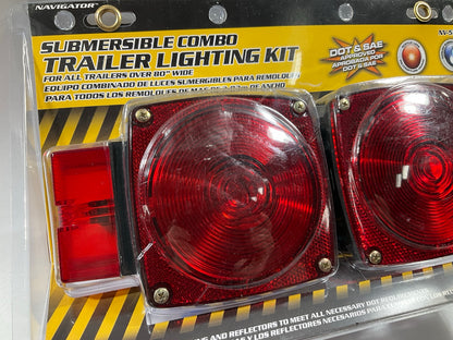 Pilot NV5018 Red Rectangular Surface Mount LED Trailer Submersible Combo Lights