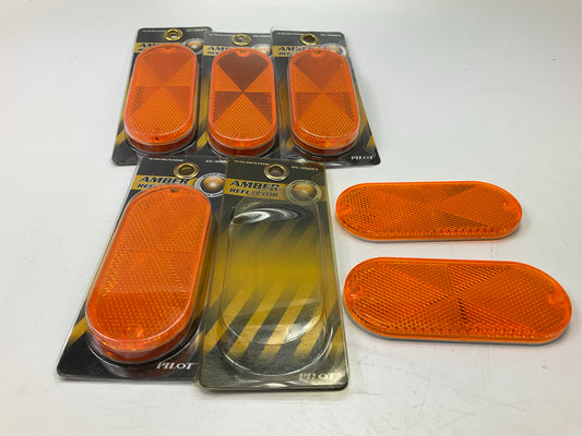 10 Pcs - Pilot NV5022A Oval Side Marker / Amber Reflector Lights - 4-3/8'' Long