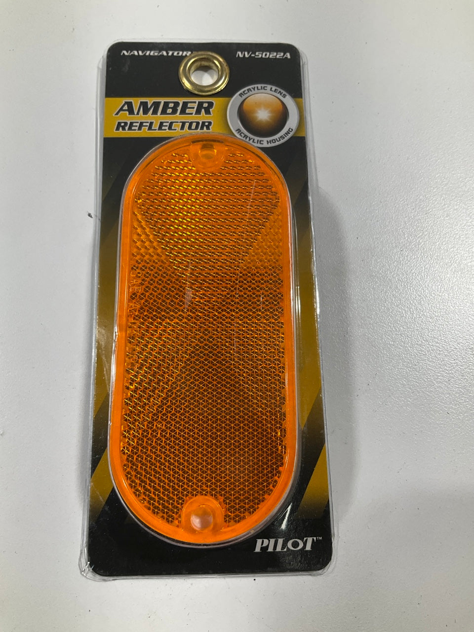 Pilot NV5022A 2 PC, Oval Side Marker / Amber Reflector Lights - 4-3/8'' Long