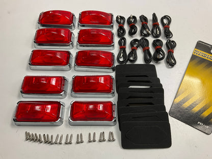 10 Pilot NV5027R Side Marker Trailer Lights, Red Surface Mount - 2-1/2'' X 1-1/4''