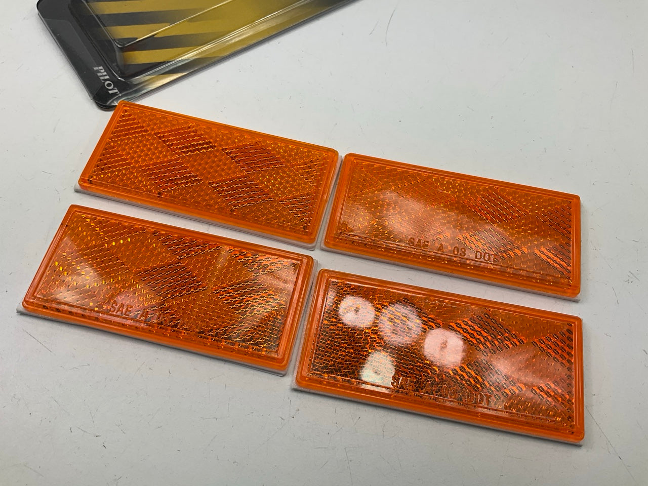 (4) Pilot Automotive NV5040A Rectangular Reflectors Amber, 3-7/32'' X 1-7/16''