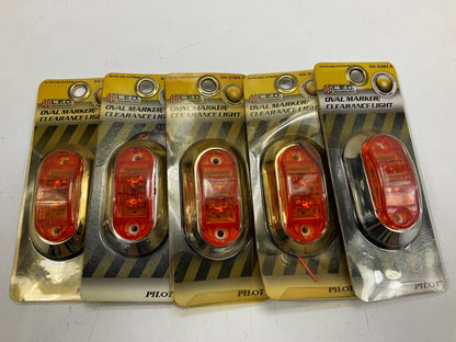 (5) Pilot NV5181A Amber LED Oval Marker Clearance Light Chrome Bezel 2.6'' X 1''