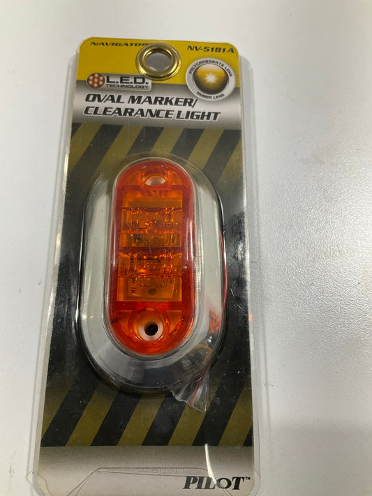 Pilot NV5181A Amber LED Oval Marker Clearance Light, Chrome Bezel, 2.6'' X 1''