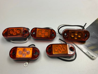 (5) Pilot NV5183A Oval Amber LED Light Marker Clearance Lamps 2.5'' X 1.1''
